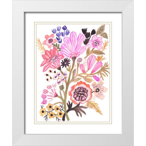 Flower Posy III White Modern Wood Framed Art Print with Double Matting by Fields, Karen