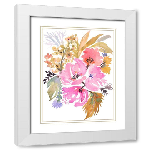 Flower Posy IV White Modern Wood Framed Art Print with Double Matting by Fields, Karen