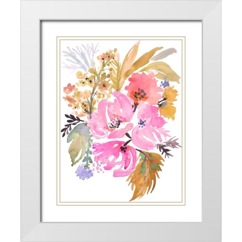 Flower Posy IV White Modern Wood Framed Art Print with Double Matting by Fields, Karen