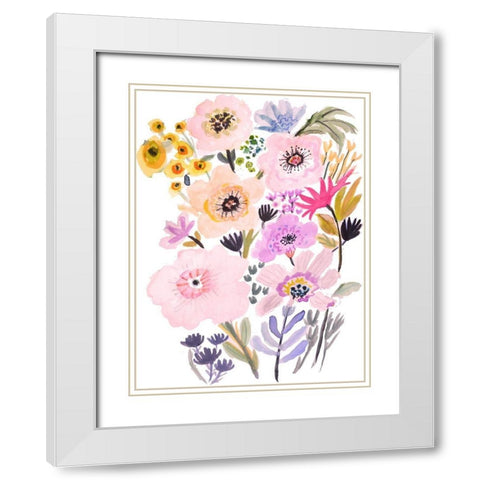 Flower Posy V White Modern Wood Framed Art Print with Double Matting by Fields, Karen