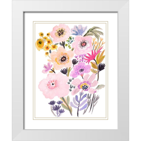 Flower Posy V White Modern Wood Framed Art Print with Double Matting by Fields, Karen