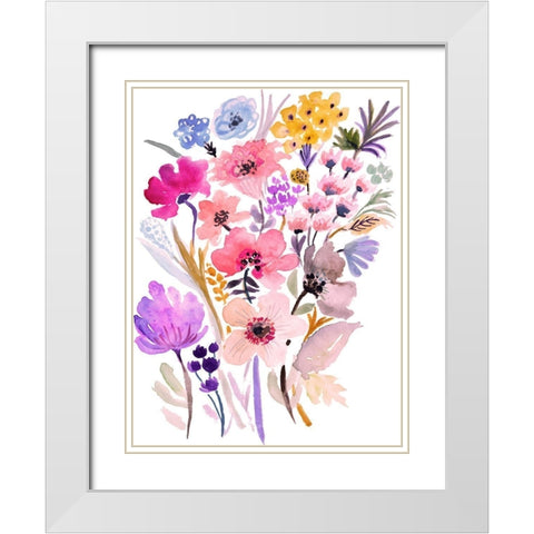 Flower Posy VI White Modern Wood Framed Art Print with Double Matting by Fields, Karen