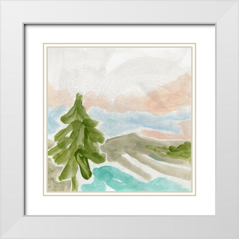 Landscape Cameo III White Modern Wood Framed Art Print with Double Matting by Vess, June Erica
