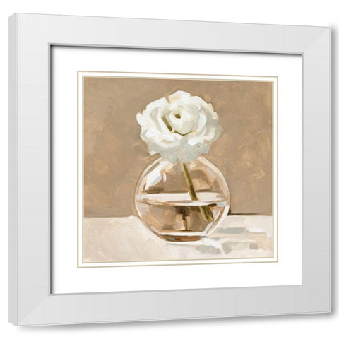 Neutral Bud Vase I White Modern Wood Framed Art Print with Double Matting by Caroline, Emma