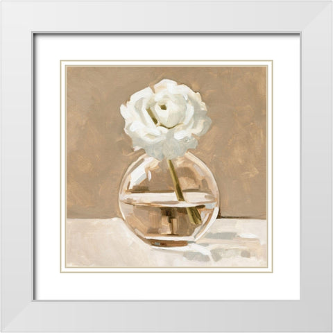 Neutral Bud Vase I White Modern Wood Framed Art Print with Double Matting by Caroline, Emma