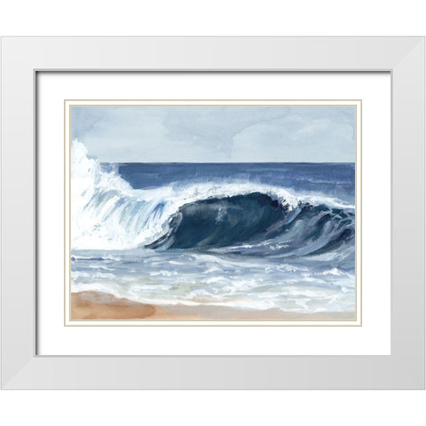 Surf Spray II White Modern Wood Framed Art Print with Double Matting by Barnes, Victoria