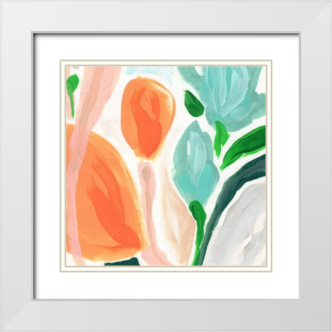 Primal Flora I White Modern Wood Framed Art Print with Double Matting by Vess, June Erica