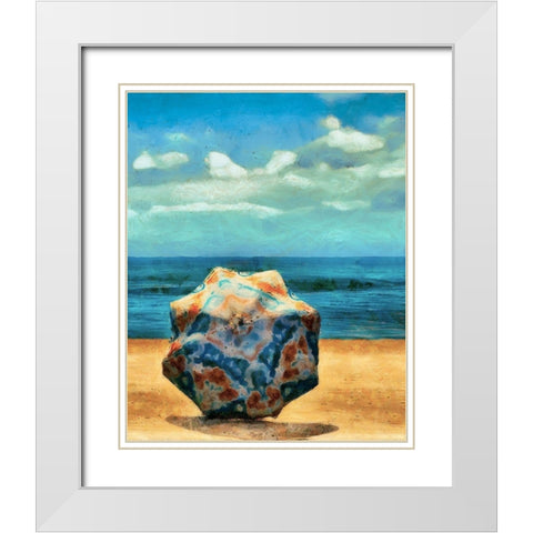 Beach Umbrella III White Modern Wood Framed Art Print with Double Matting by Saunders, Alonzo