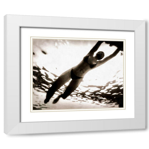 Evening Swim II White Modern Wood Framed Art Print with Double Matting by Saunders, Alonzo
