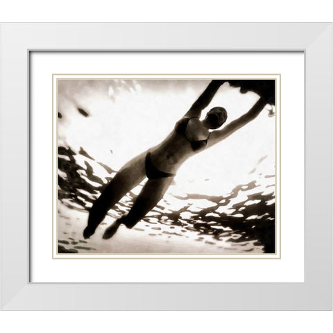 Evening Swim II White Modern Wood Framed Art Print with Double Matting by Saunders, Alonzo