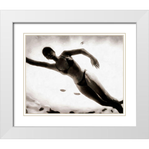Evening Swim III White Modern Wood Framed Art Print with Double Matting by Saunders, Alonzo
