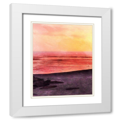Beachland I White Modern Wood Framed Art Print with Double Matting by Saunders, Alonzo