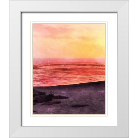 Beachland I White Modern Wood Framed Art Print with Double Matting by Saunders, Alonzo