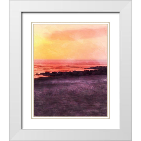 Beachland II White Modern Wood Framed Art Print with Double Matting by Saunders, Alonzo
