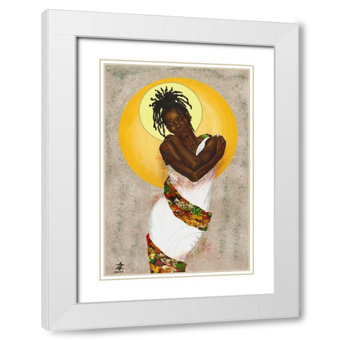 Her Love White Modern Wood Framed Art Print with Double Matting by Saunders, Alonzo