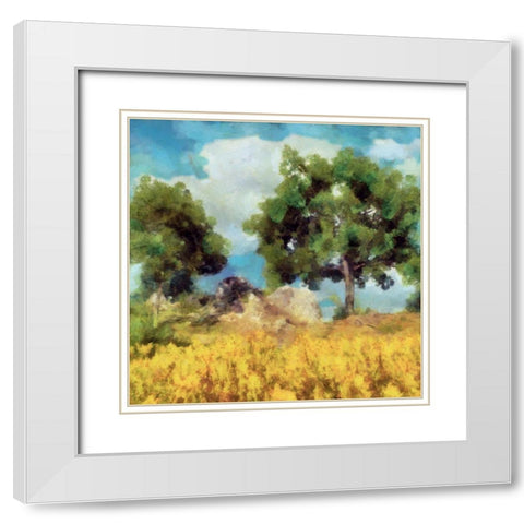 Mellow Yellow Landscape I White Modern Wood Framed Art Print with Double Matting by Saunders, Alonzo