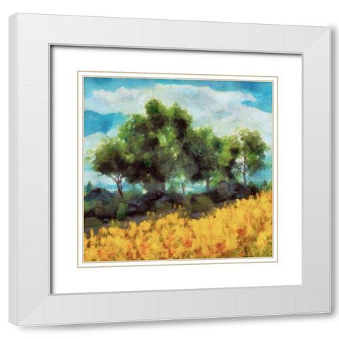 Mellow Yellow Landscape II White Modern Wood Framed Art Print with Double Matting by Saunders, Alonzo
