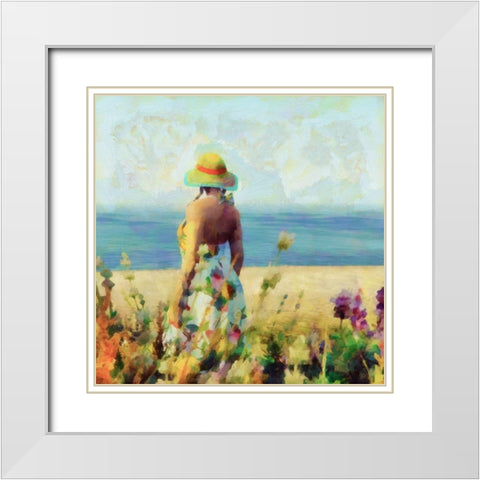 Morning Meadow Stroll I White Modern Wood Framed Art Print with Double Matting by Saunders, Alonzo