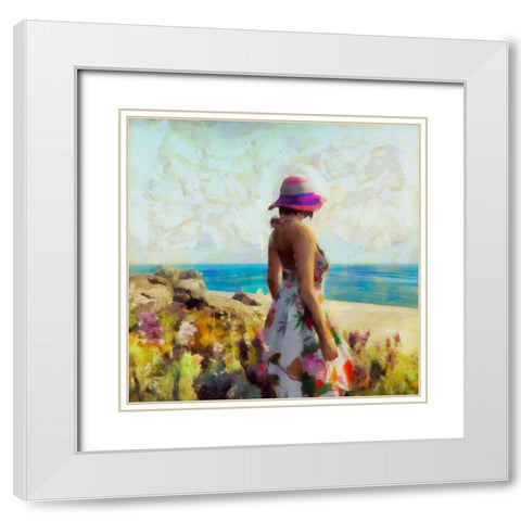 Morning Meadow Stroll II White Modern Wood Framed Art Print with Double Matting by Saunders, Alonzo