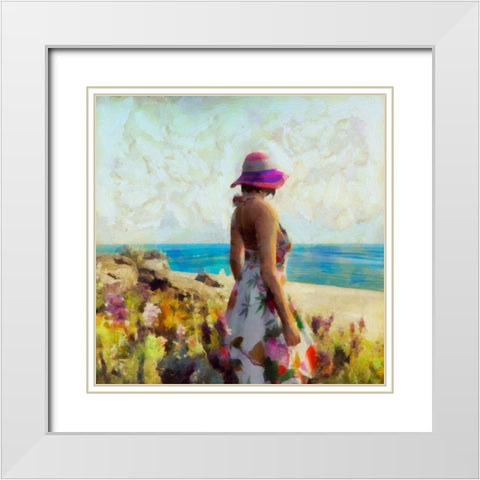 Morning Meadow Stroll II White Modern Wood Framed Art Print with Double Matting by Saunders, Alonzo