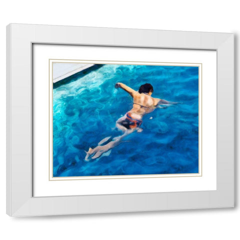 Morning Swimming II White Modern Wood Framed Art Print with Double Matting by Saunders, Alonzo