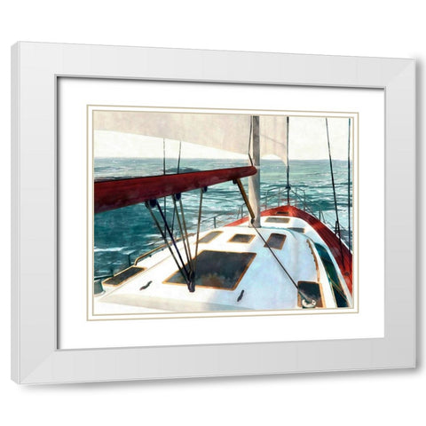Sailing the Seas I White Modern Wood Framed Art Print with Double Matting by Saunders, Alonzo