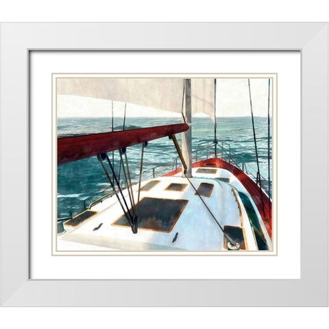 Sailing the Seas I White Modern Wood Framed Art Print with Double Matting by Saunders, Alonzo