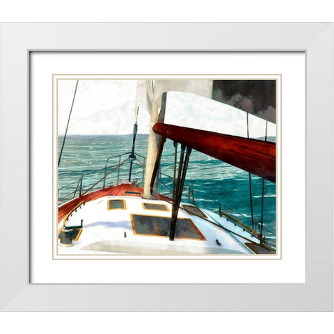 Sailing the Seas II White Modern Wood Framed Art Print with Double Matting by Saunders, Alonzo