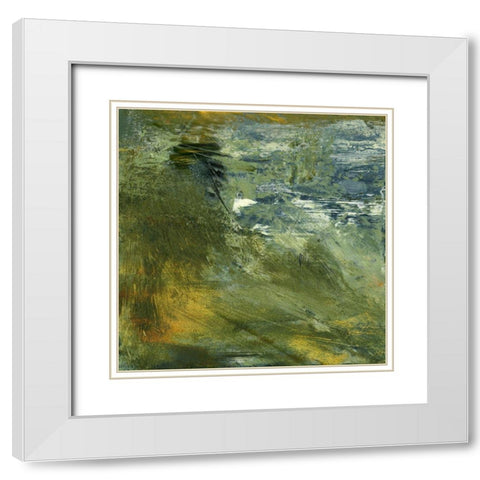 Encaustic Tile in Green I White Modern Wood Framed Art Print with Double Matting by Gordon, Sharon