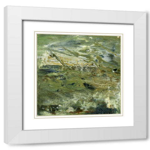 Encaustic Tile in Green V White Modern Wood Framed Art Print with Double Matting by Gordon, Sharon