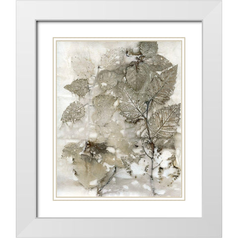 Custom Birch Leaves I White Modern Wood Framed Art Print with Double Matting by Phillips, Kathryn