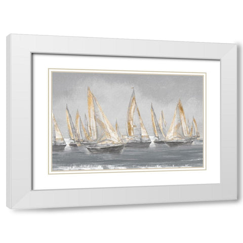 Sailing Horizon White Modern Wood Framed Art Print with Double Matting by Studio W