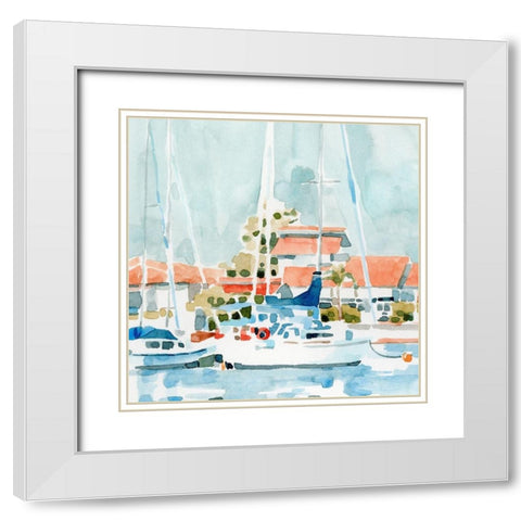 Beach Town Summer I White Modern Wood Framed Art Print with Double Matting by Caroline, Emma