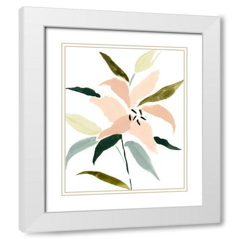 Lily Abstracted I White Modern Wood Framed Art Print with Double Matting by Barnes, Victoria