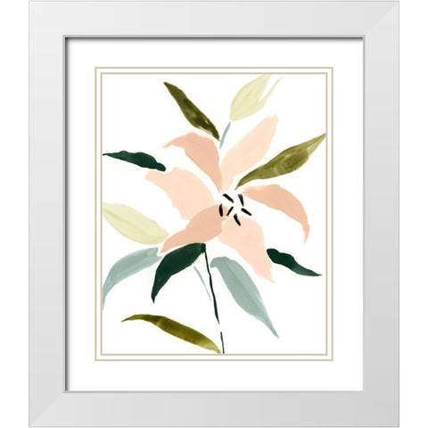 Lily Abstracted I White Modern Wood Framed Art Print with Double Matting by Barnes, Victoria