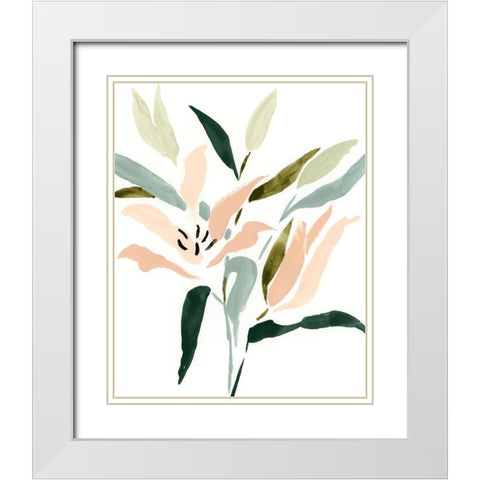 Lily Abstracted II White Modern Wood Framed Art Print with Double Matting by Barnes, Victoria