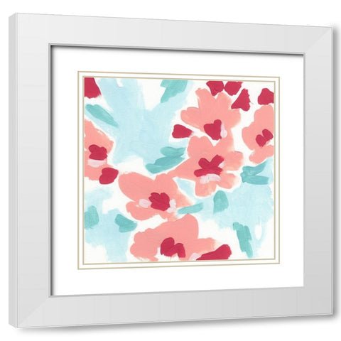 Cherry Blossom Pop II White Modern Wood Framed Art Print with Double Matting by Vess, June Erica