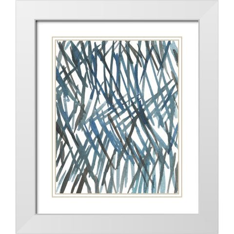 Blue Grass I White Modern Wood Framed Art Print with Double Matting by Dixon, Samuel