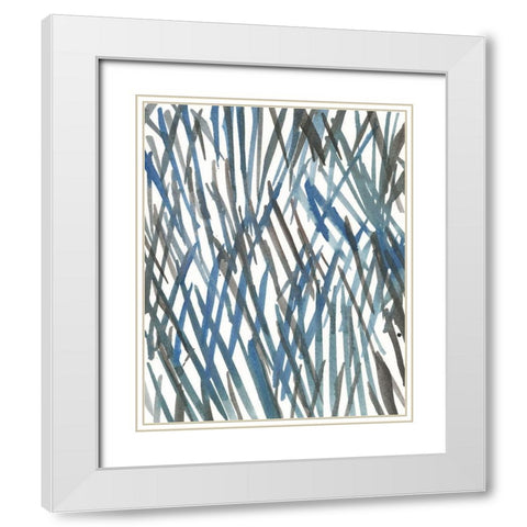 Blue Grass II White Modern Wood Framed Art Print with Double Matting by Dixon, Samuel