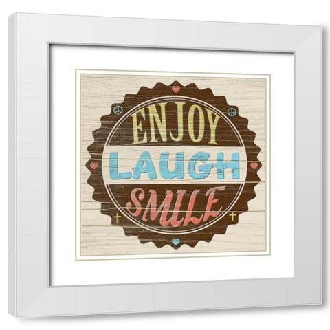 Seal of Laughter White Modern Wood Framed Art Print with Double Matting by Saunders, Alonzo