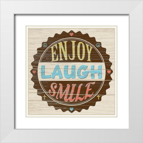 Seal of Laughter White Modern Wood Framed Art Print with Double Matting by Saunders, Alonzo