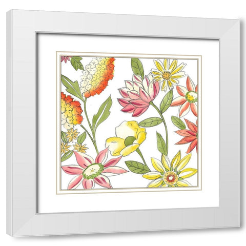 Bouquet Garden I White Modern Wood Framed Art Print with Double Matting by Zarris, Chariklia