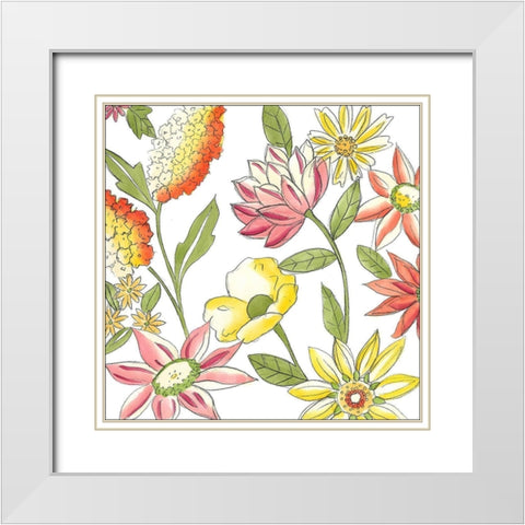 Bouquet Garden I White Modern Wood Framed Art Print with Double Matting by Zarris, Chariklia