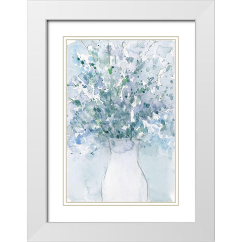 Powder Blue Arrangement in Vase I White Modern Wood Framed Art Print with Double Matting by Dixon, Samuel