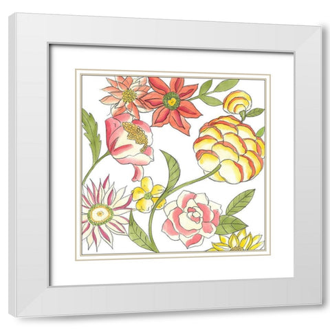 Bouquet Garden II White Modern Wood Framed Art Print with Double Matting by Zarris, Chariklia