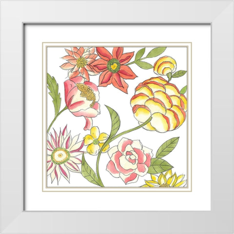 Bouquet Garden II White Modern Wood Framed Art Print with Double Matting by Zarris, Chariklia