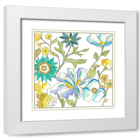 Bouquet Garden III White Modern Wood Framed Art Print with Double Matting by Zarris, Chariklia