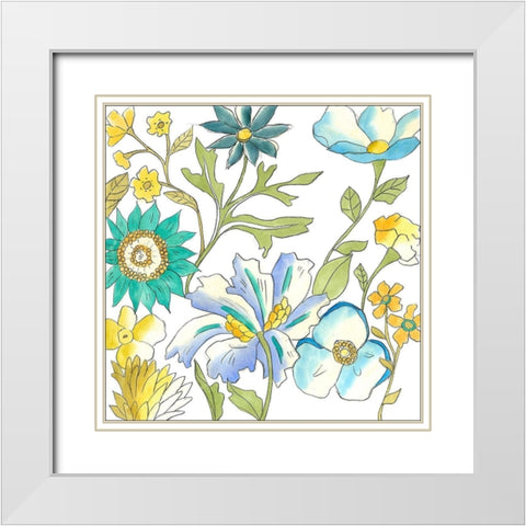 Bouquet Garden III White Modern Wood Framed Art Print with Double Matting by Zarris, Chariklia