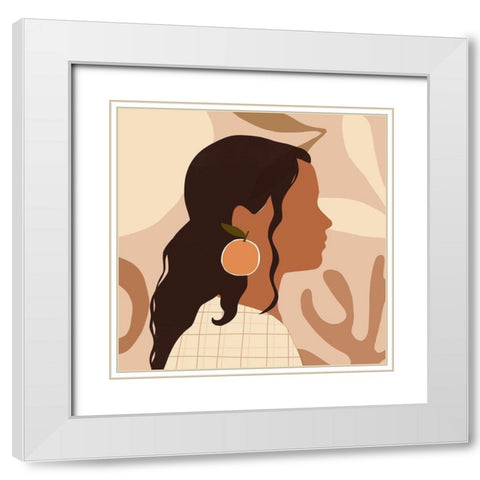 Fruit Earring III White Modern Wood Framed Art Print with Double Matting by Barnes, Victoria