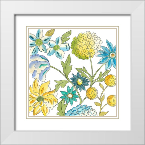 Bouquet Garden IV White Modern Wood Framed Art Print with Double Matting by Zarris, Chariklia